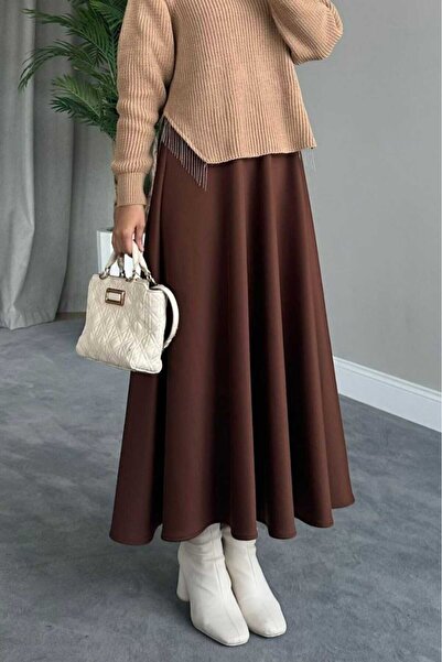 Genel Markalar Kadın Scuba Kumaş Puf Kloş Tesettür Etek