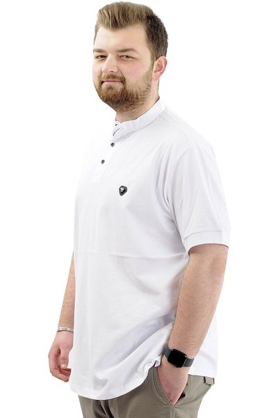 ModeXL Ανδρικό μπλουζάκι - Mode XL, μεγάλο μέγεθος, κουμπιά, γιακάς Judge, λευκό U24339