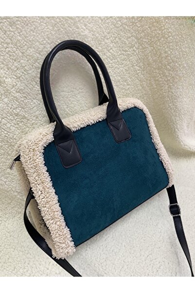 Katusa Geantă de umăr cu curea din nubuc verde petrol