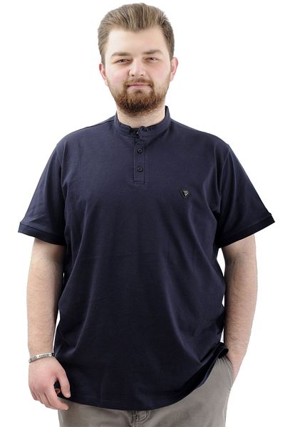 ModeXL Ανδρικό μπλουζάκι - Mode XL, μεγάλο μέγεθος, κουμπιά, γιακάς Judge, Navy U24339