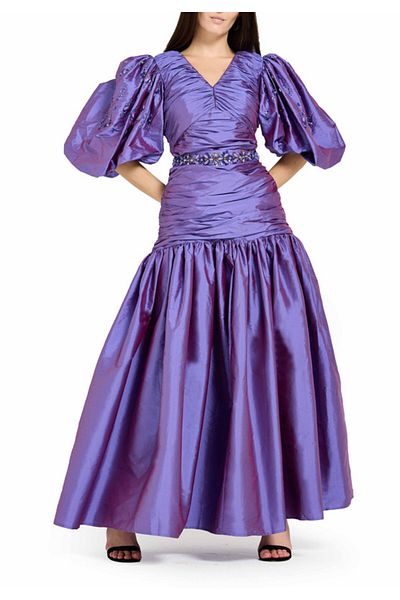 Amri Ruched taffeta long dress