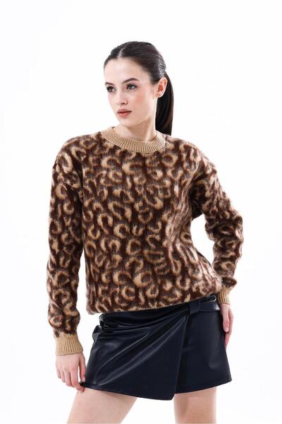 Butik Triko. Leopar Desenli. Uzun kol.