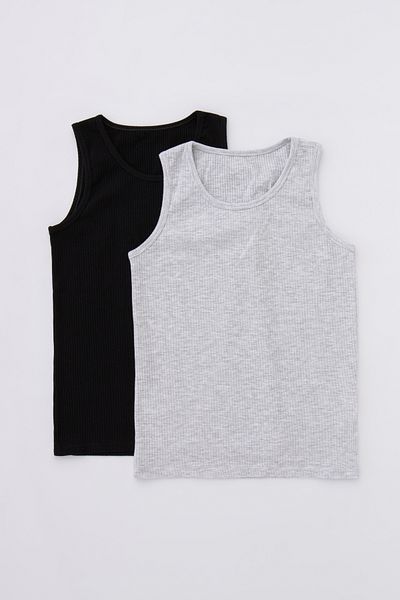 Penti Black Boy's Mono Rib 2-Piece Tank Top