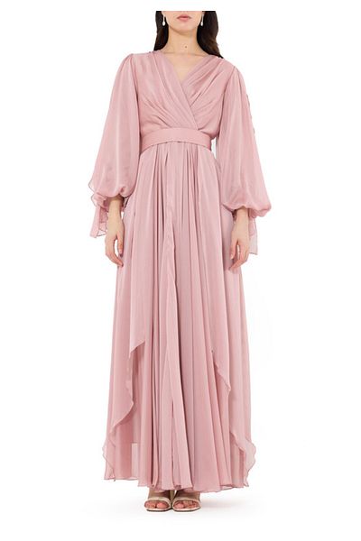 Amri Wrap Over Chiffon Long Dress