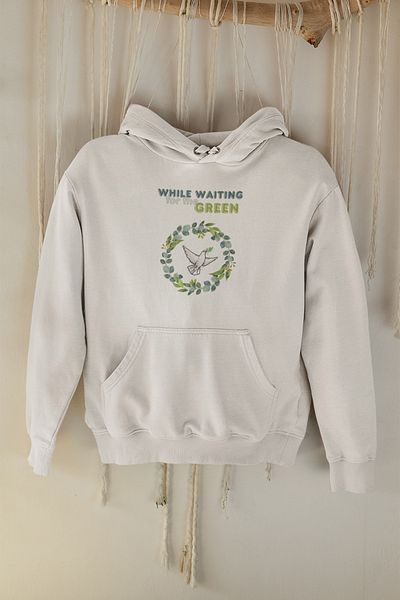 qoeuyl boutique Unisex Περιβαλλοντική Φύση με εμπριμέ βαμβακερή φούτερ με κουκούλα - ενώ περιμένεις για το πράσινο