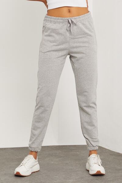 Genel Markalar Yüksek Bel Paça Lastikli Kalın Pamuklu Kadın Eşofman Altı