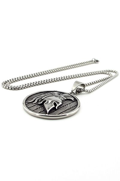 Solfera Sparta Gladiator Helmet Warrior Roman Titanium Steel Men's Necklace Q0930
