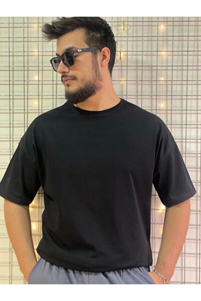 Generic Brand Tricou unisex verde smarald, bumbac, cu decolteu, supradimensio...
