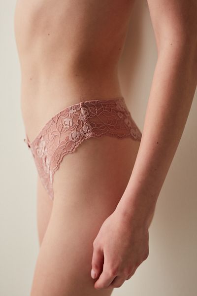 Penti Chiloți brazilian din dantelă Dusty Rose Rusty