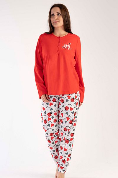VİENETTA Women's Plus Size Long Sleeve Pajama Set, 303292