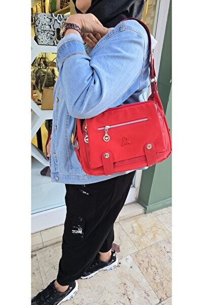 Kemo Bags Saten Paraşüt Kumaş Su Geçirmez Çok Gözlü El Kol Omuz Askılı Çanta