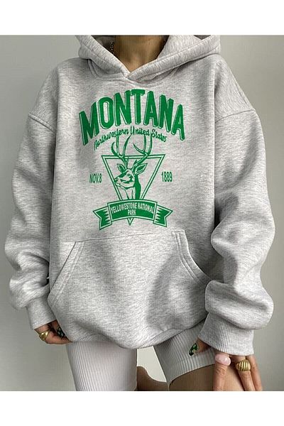 NEW MODA Φούτερ με κουκούλα με στάμπα Cat on the Pocket