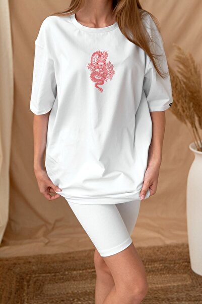 Pasage Dragon printed λευκό μπλουζάκι