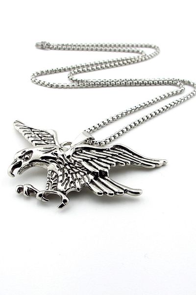 Solfera Eagle Shaped Wings Open Bird Stainless Steel Necklace Chain Q0896