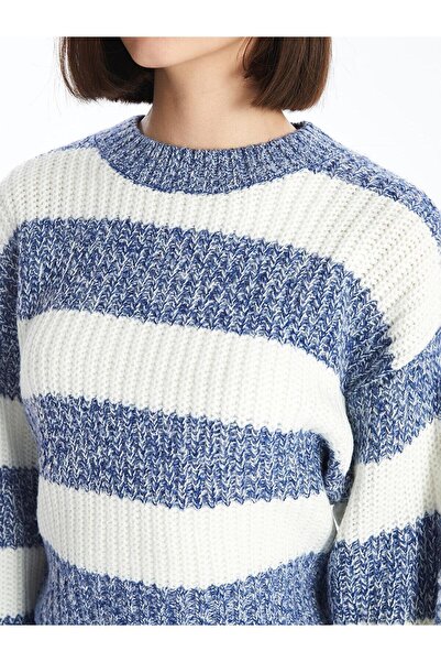 LC Waikiki XSIDE Bisiklet Yaka Çizgili Uzun Kollu Kadın Triko Kazak