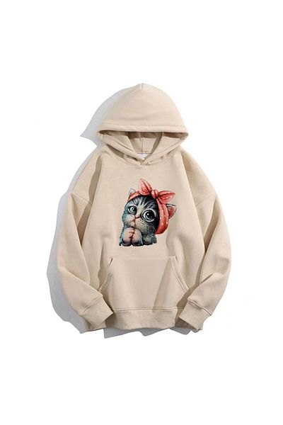 Moda Glo Unisex χαριτωμένο φούτερ με κουκούλα γάτας