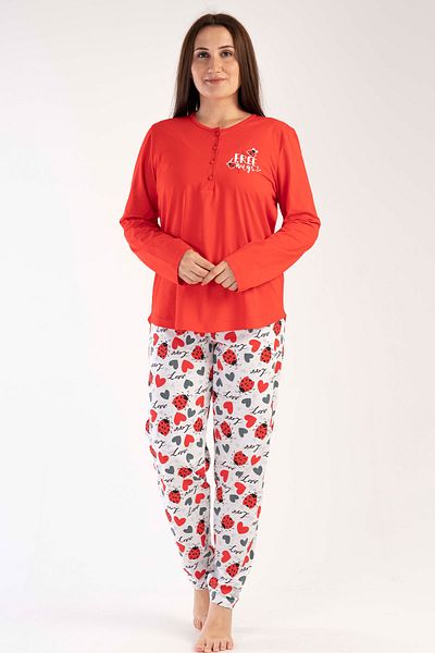 VİENETTA Women's Plus Size Long Sleeve Pajama Set, 303292