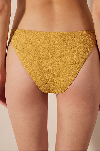 Penti Blanca Seite strukturiert und Makramee Gelb Bikini Bottom