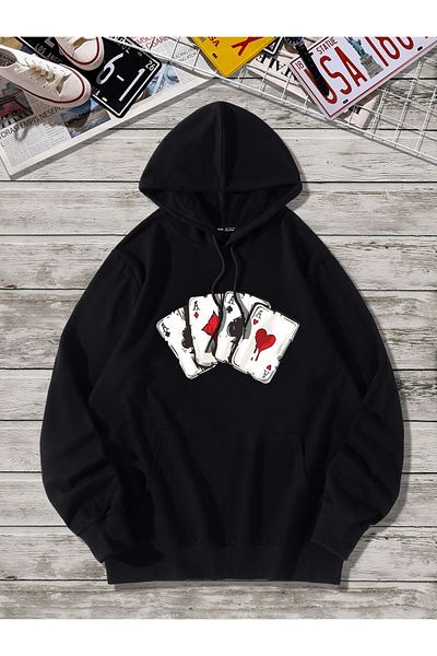 Moda Glo Unisex sweatshirt with playing cards printed on the front