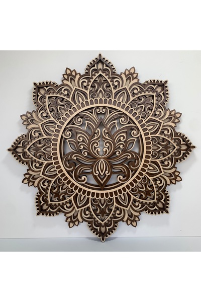 Kahve-Naturel Lotus Çiçeği Mandala