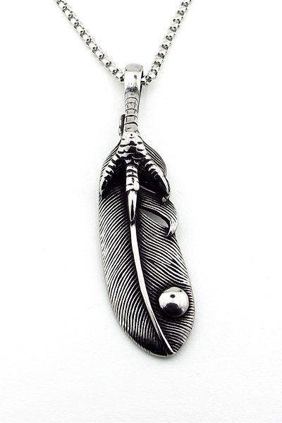 Solfera Eagle Claw Feather Luck Relief Titanium Steel Men's Necklace Q0926