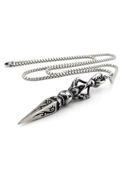Solfera Viking Warrior Spearhead - Nordic Scandinavian Rune Titanium Men's Necklace Q0917