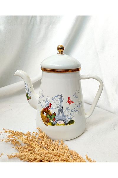 EBRULİEMAYE Paris Enamel Pitcher Coffee Tea Pot Presentation Oil Pot