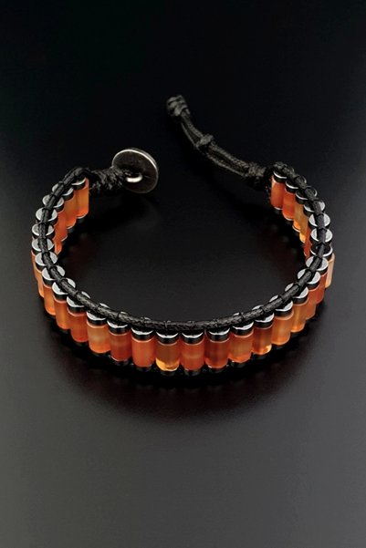 Seven Art Jewelry Natural Stone Bracelet, Orange Agate Cylinder Bracelet, Men's Bracelet, Women's Bracelet, Gift Bracelet