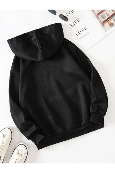Moda Glo Blackjackgiyim Hanorac negru cu glugă cu imprimeu Michigan