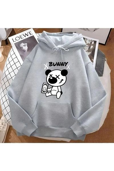 Favorim50ton Φούτερ Unisex 2ip Raster BUNNY με στάμπα γκρι oversize
