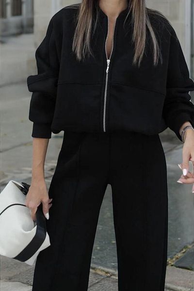 Flow Mi̇sseale 3 Thread Trousers Sweat Set with Stitching Detail on the Front