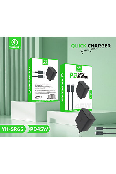 yk desing YK SR65 45W Hızlı Şarj Aleti Samsung iPhone 15-16 uyumlu