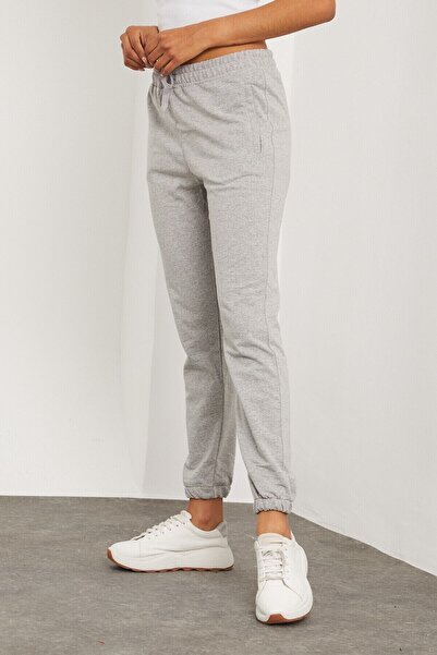 Genel Markalar Yüksek Bel Paça Lastikli Kalın Pamuklu Kadın Eşofman Altı