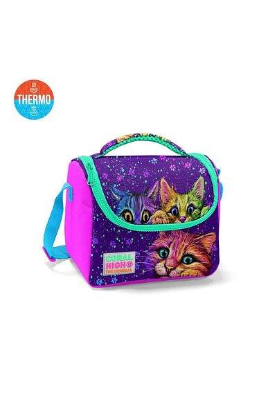 Coral High Thermo Lunch Box Cat Patterned 11732