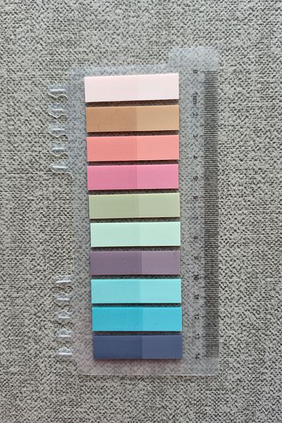 Mona Craftist Soft Pastel Colored 200 Sheets Post-It Note Paper - Index Sticker with Ruler