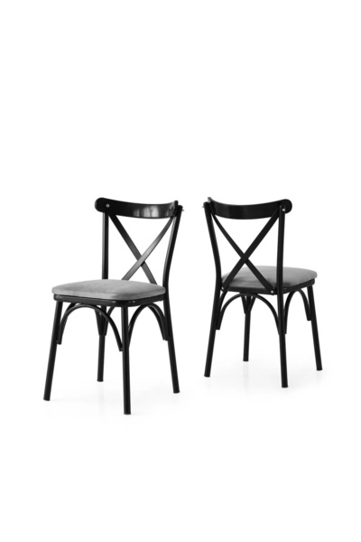 OnurEvimde Mutfak Sandalyesi Balkon Sandalyesi Siyah 2 adet