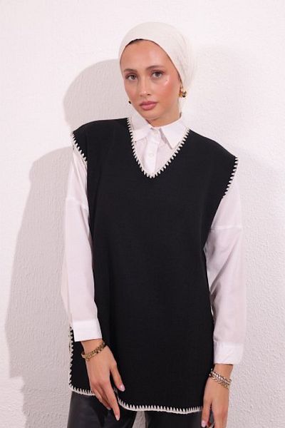 HİFADEN Women's Shepherd Stitched Knitwear Sweater
