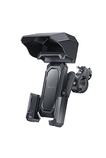 Yesido Motorsiklet Bisiklet Telefon Tutucu Kıskaçlı Yağmur Güneş Engelleyici Aparatlı Gidon Bağlantılı 360