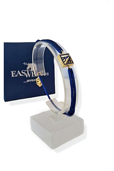 EAST&WEST 925 Ayar Gümüş Gümüş Tasarım Volkan String Ip Bileklik-lacivert/gold