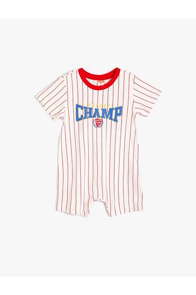 Koton Baby Boy Romper Crew Neck Short Sleeve Print Detail 4Smb10462Tk