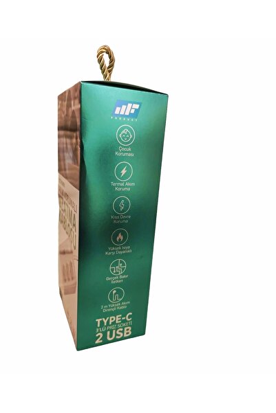 MF PRODUCT Jettpower Akım Korumalı Type-c 2 Usb’li 3’lü Grup Priz 2 M Uzatma Kablosu Beyaz