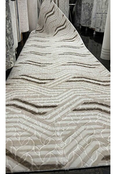 Nesrin NESRİN JEL KAYMAZ TABAN KESME HALI YOLLUK KREM KOYU KAHVERENGİ İSKANDİNAV  MAKİNEDE YIKANABİLİR