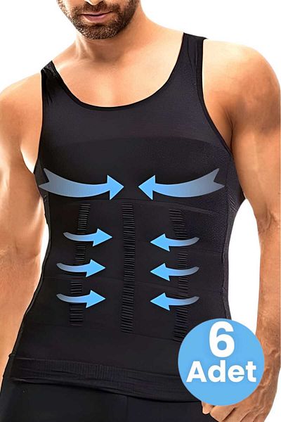 Tezzgelsin Men's Body Shaping Chest and Belly Lifting Firming Breathable Athlete Corset 6 Pieces