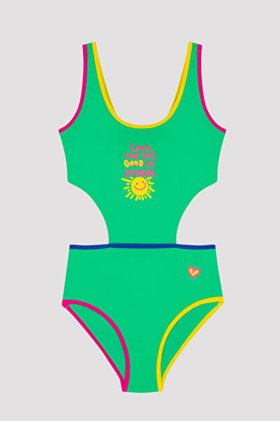 Penti Costum de baie detaliat cu talie pentru fetiță tânără
