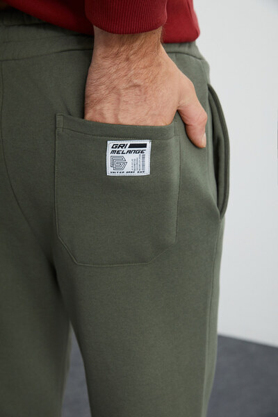 GRIMELANGE Internal Erkek Yumuşacık Içi Şardonlu Rahat Lastikli Paçalı Comfort Şardonlu Haki Eşofman Altı