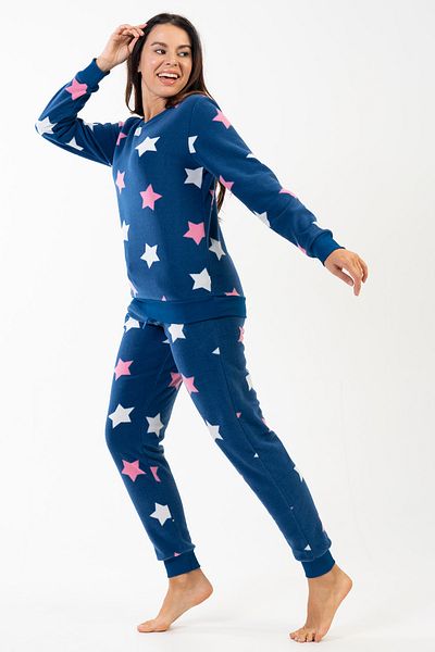 VİENETTA Women's Fleece Long Sleeve Pajama Set, 209022