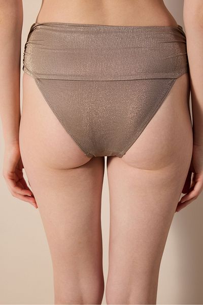 Penti Bikinihose mit hohem Bund und Glitzer-Greenhouse-Band - Mehrfarbig