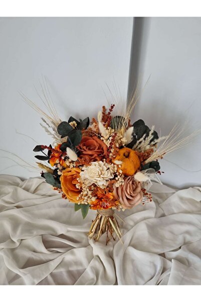 Destina Tasarım Turuncu Özel Tasarım Gelin Buketi/Renkli Gelin Çiçeği/Enerjik...