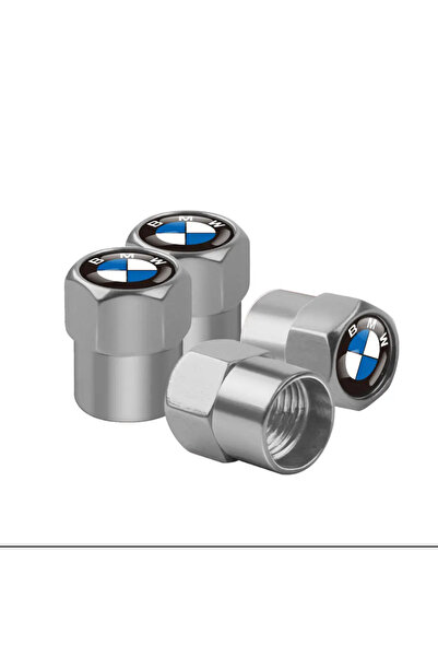 İKTUNING KLASİK LOGOLU B M W  4 ADET METAL GÜMÜŞ SİBOP KAPAĞI