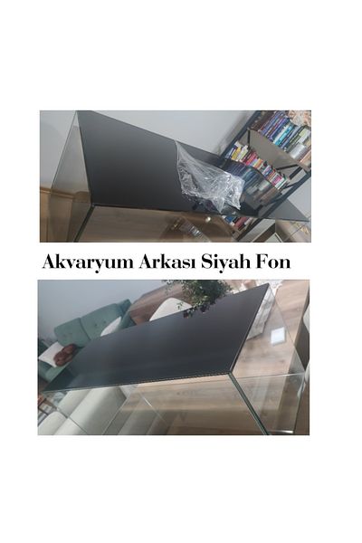 ESEMİZ Black Piano Black Background Aquarium Back - with Air Duct Ragle and Utility Knife Gift (150Cmx50Cm)